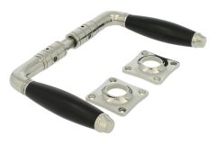 Door handles nickel ebony pair (1929) with rosettes