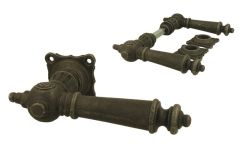 Door handles cast iron grey pair