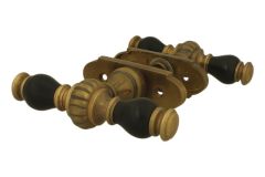 Door handles T model antique brass ebony pair