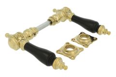 Door handles polished brass ebony pair