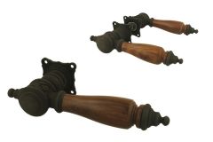Door handles cast iron teak including rosettes.