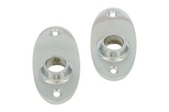Pair oval escutcheons chrome (through fixing)