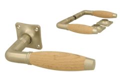 Door handles satin nickel beech pair (1930)