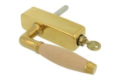 Handle Tilt & Turn with lock (1930) polished brass beech