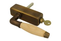Handle Tilt & Turn with lock (1930) antique brass beech