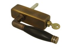 Handle Tilt & Turn with lock (1926-1928) antique brass ebony