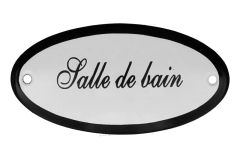 Enamel door plate "Salle de bain" oval 100x50mm
