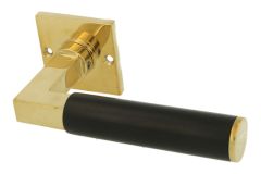Single door handle with rosette polished brass ebony