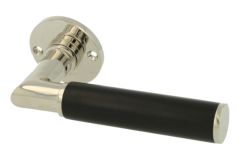 Single door handle with Ø50mm rosette nickel ebony