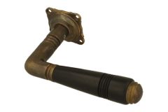 Single door handle with rosette antique brass ebony (1908)