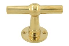Single door handle with rosette T model polished brass