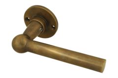 Single door handle with rosette L model antique brass