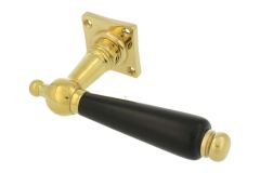 Single door handle polished brass ebony (1915)