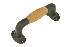 Pull handle 120mm cast iron black powder coated finish teak