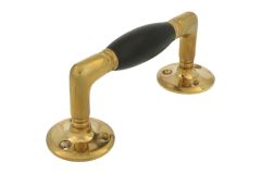 Pull handle 140mm polished brass ebony