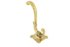 Coat hook polished brass, depth 110mm, rosette 48x48mm