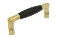 Kitchen handle 1920's polished brass ebony, with 3 grooves