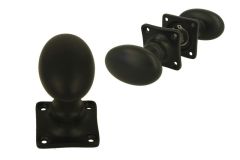 Pair of knobs oval brass black powder coated