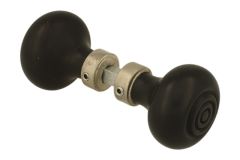 Pair of knobs ebony combined with satin nickel