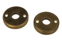 Pair round escutcheons antique brass (through fixing)