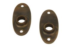Pair oval escutcheons antique brass (through fixing)