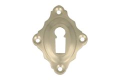 Key escutcheon satin nickel. Diagonally mounted
