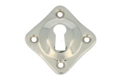 Diagonally mounted key escutcheon nickel