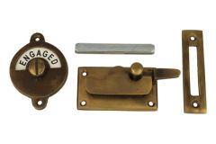 Vacant-Engaged door lock for toilet antique brass 70x39mm