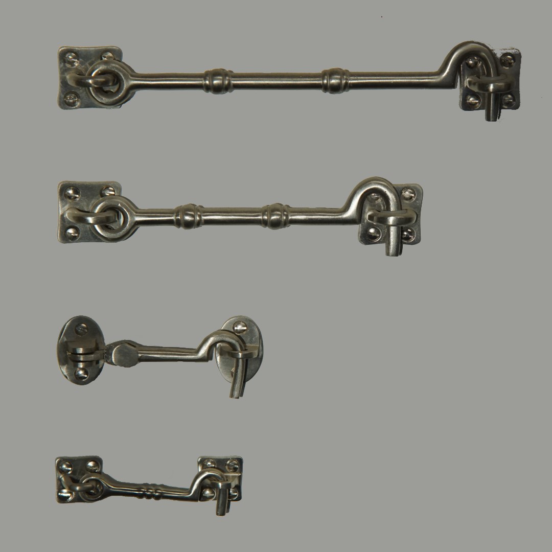 8.25 brass cabin door hook: non lacquered solid brass door hook